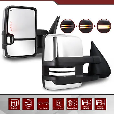 Pair 2003-2007 Chevy Silverado GMC Sierra Chrome Tow Mirrors Smoked Switchback • $180.99