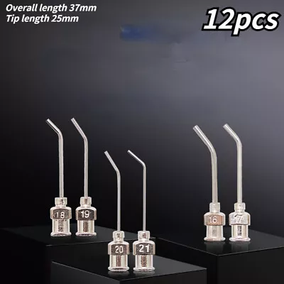 12pcs 45° Bent Dispenser Needle Tips Stainless Steel Experiment Glue Needle • $9.18