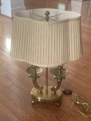 VTG CHAPMAN Style BRASS/BRONZE SHELL BOUILLOTTE Table LAMP Hollywood Regency 23” • $59.95