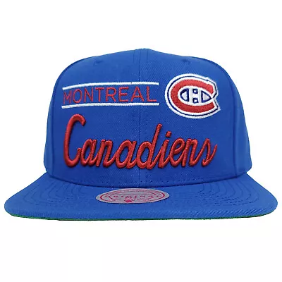 Montreal Canadiens Mitchell & Ness NHL Snapback Hat 3D Script Logo Blue Cap NWT • $31.99