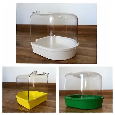 Bird Cage Bath For Finch Canary Budgie IN COLOUR OPTIONS Hooks On External  • £7.99