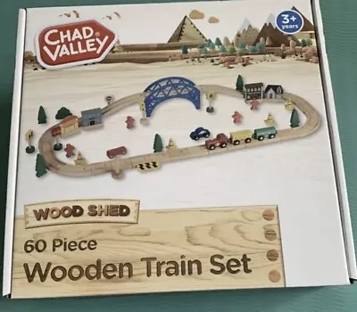 Wooden Train Set Chunky Pieces Children Can Easily Grab - 60 Piece Chad Valley • £18
