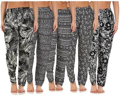 Ladies Women Trouser Elasticated Printed Tapered Harem High Waist Regular Pants • £8.95