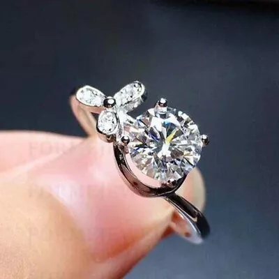 2 CTW Round Cut Real Moissanite Vintage Engagement Ring 14k White Gold Plated • $149.99