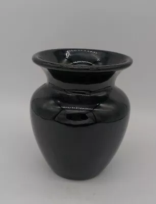 Vintage Black Pottery Vase Wide Neck Hand Made 5.5  • $60