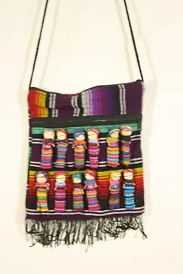 Mexican Purse Multicolor Shoulder Bag 7  X 8  With 12 Small Dolls Serape Style • $7