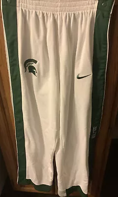 Nike Dri-Fit Elite Michigan State Spartans Warm-Up Basketball Pants White SM NWT • $39.95