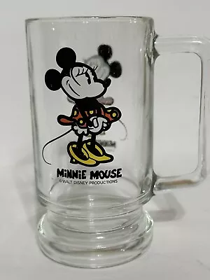 Minnie Mouse Vintage Clear Heavy Beer Glass Stien Mug Cup Handle Walt Disney • $10