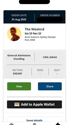 The Weeknd  Concert Ticket Sydney • $500