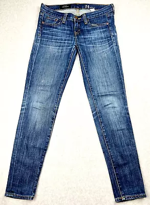 J Crew Jeans Womens 24 Blue Toothpick Ankle Denim Dark Wash Trendy Casual Comfy • $13.98