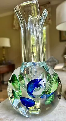 Mid Century Svoboda Blue And Green 1950’s Art Glass Vase Space Age Czech Bohemia • $159.99