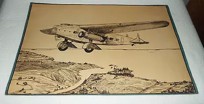 Vintage Sketched Art Paper Print Airplane17.5 X 11.5 Read!! • $7.50