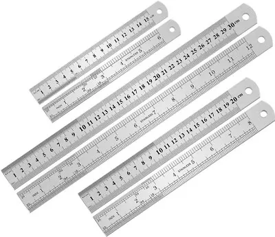 3Pcs Stainless Steel Ruler Set 6 8 12 Inch Metal Ruler With Inch And Metric New • $12.99