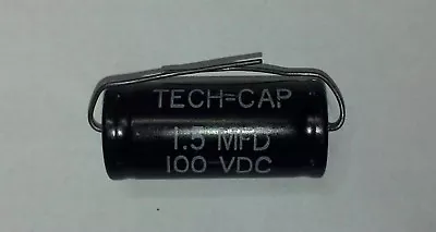 Tech-Cap 1.5 UF 100 Volt Axial Lead Non-Polarized Electrolytic Capacitor • $2.99