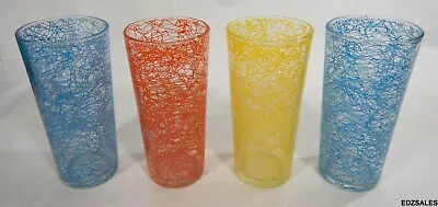 Mid Century Modern MCM Spaghetti String Drinking Glass Barware Tumblers • $80