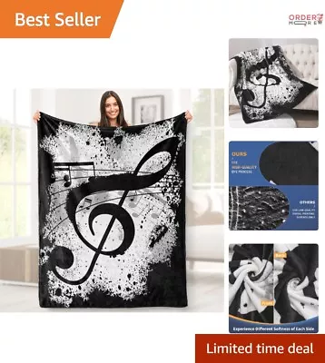 Music Note Double-Sided Throw Blanket - Lightweight Cozy Flannel - 50x60 Inch • $40.82