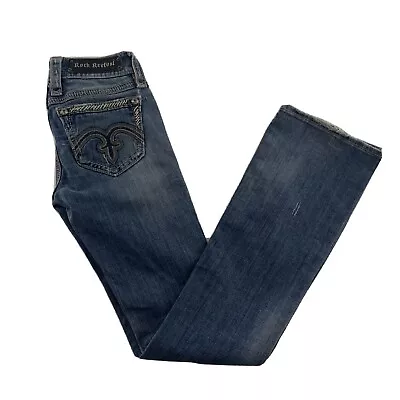 $33.29 • Buy Rock Revival Alanis Boot Cut Thick Stitch Medium Wash Denim Blue Jeans Womens 26