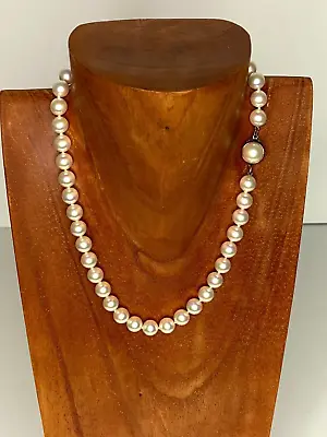 Vintage Majorica Pearl Strand Necklace 925 Sterling Silver Clasp Spain 7.5  • $150