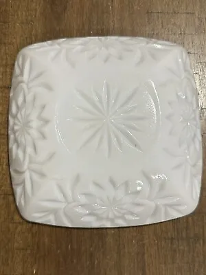 Vintage Hazel Atlas Milk Glass 6.25” Prescut White Square Scalloped Dish Bowl • $11.20