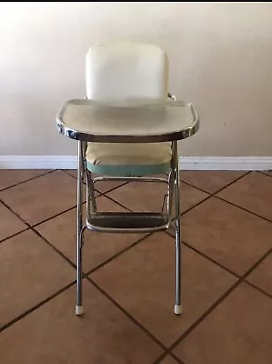 Vintage COSCO HIGH CHAIR Baby Vinyl Seat Mid Century Modern 50s Metal Folding • $130