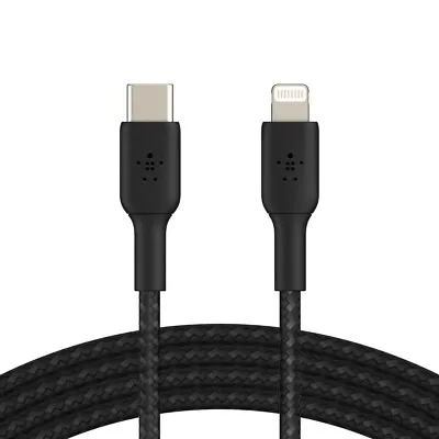$13.99 • Buy Belkin Braided USB-C To Lightning Cable (2m, Black) CAA004bt2MBK (NRP)