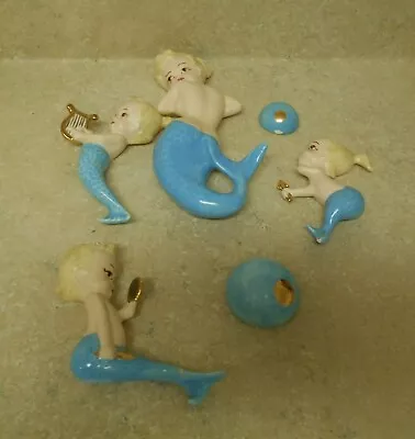 Vintage 4 Ceramic Mermaids With 2 Bubbles • $75