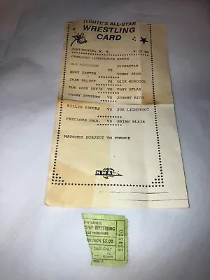 Original 1980's NWA Mid-Atlantic Wrestling Ticket Stub W/ Match Sheet Card WWE • $79.99