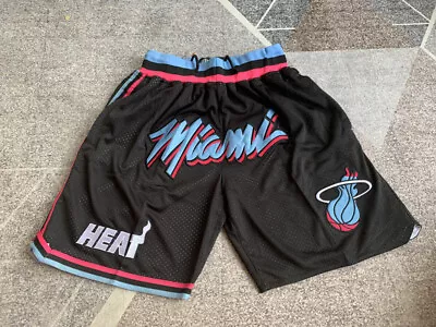 Miami Heat Basketball Shorts Stitched Vintage Black • £24.95