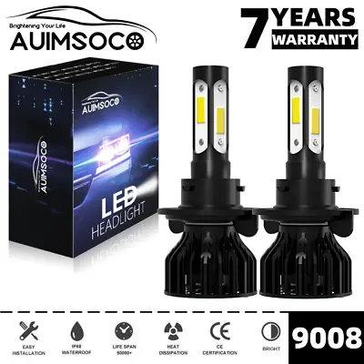 H13 9008 LED Headlight Bulbs Kit 10000W 1000000LM Hi/Lo Beam Super White Bright • $25.99