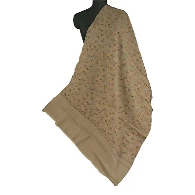 Sanskriti Vintage Long Pure Woollen Shawl Hand Embroidered Kantha Scarf Stole • $52.30