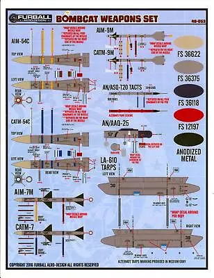 Furball Decals 1/48 GRUMMAN F-14 TOMCAT BOMBCAT WEAPONS SET • $19.99