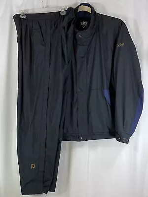 DryJoys FootJoy Men Black Golf Rain Gear 2 Piece Suit Jacket XL Side Zip Pants M • $99.97