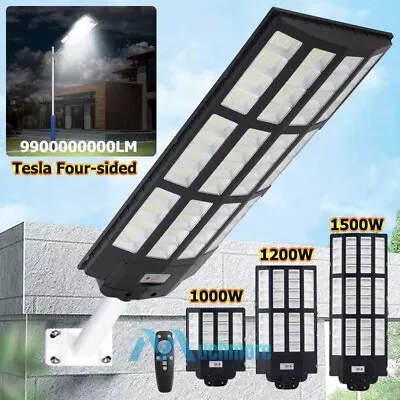 1500W LED Solar Street Light Waterproof Motion Sensor Parking Lot Light W/ Pole • $99.83