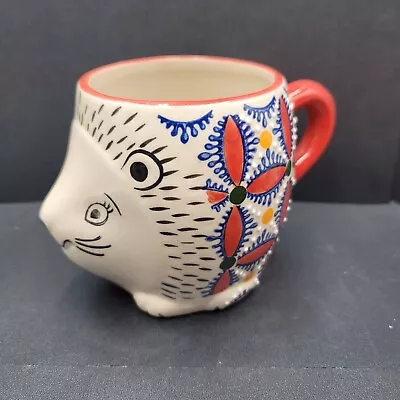 YOKOHAMA STUDIO Hand Painted Porcupine 24 Oz Raised Design Coffee Mug EUC • $16