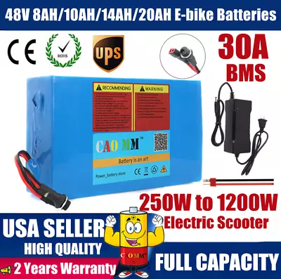 $132.99 • Buy 48V 8Ah/10Ah/14Ah/20Ah Lithium Li-ion Batteries Pack 1500W Ebike Scooter Charger