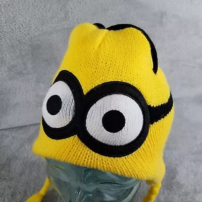 Universal Beanie Hat Despicable Me Minion Reversible Braided Fringe Ear Flaps • $16.88