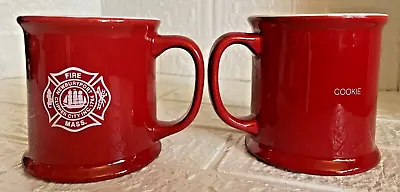 Pair NEWBURYPORT CLIPPER CIY MASS. Fire Department Red Mug/Cups • $13.99