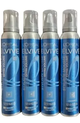 L’oreal Elvive Firm Control Hair Mousse 24h Hold Extra Volume 4x 200ml • £19.99