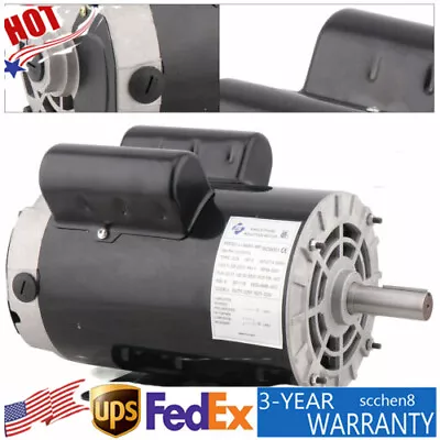 5 HP 7/8  Shaft 3450 RPM Single Phase Air Compressor Duty Electric Motor • $179.55