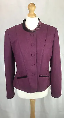 £59.99 • Buy Caroline Charles London Purple 100% Wool Buttoned Jacket Velvet Collar UK12 A33