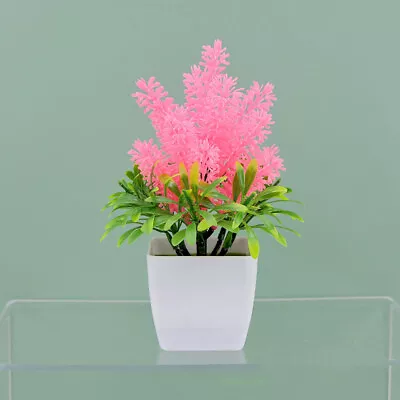 Artificial Potted Flowers Fake False Plant Lavender Garden Home In Pot Decor UK • £3.53