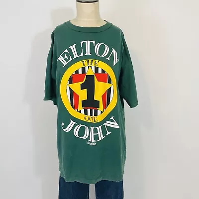 Vintage 90s Elton John The One Styled Gianni Versace T- Shirt Concert Tour Large • $89.98