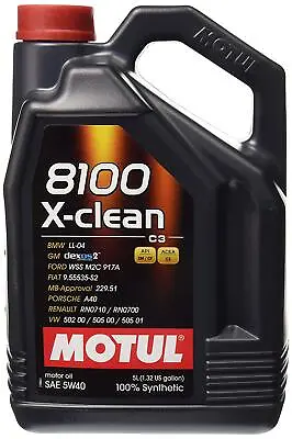 Motul (2051) 8100 X-Clean 5W-40 Synthetic Engine Oil 5 Liter • $49.99