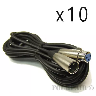 10 Pack Lot - 3-Pin XLR Extension Microphone Mic Cable Male Female M/F - 6' 6ft • $32.95