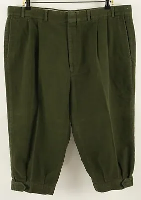 Vintage Orvis USA Men's 40 Green Moleskin Outdoor Pleated Calf Length Breeches • $39.98