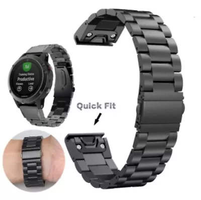 Stainless Steel Strap Metal Quick Fit Watch Band For Garmin Fenix 5 5 Plus 6 Pro • $21.89