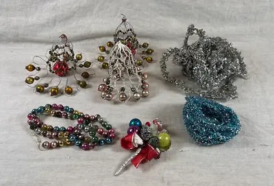 Vintage Christmas Mercury Glass Bell Ornaments And Garland Lot Plus More • $48