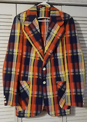 Vintage 60's 70's Webster Squire Collection Mens Multicolor Plaid Jacket 38 • $55