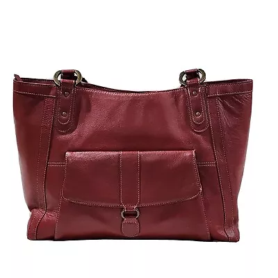 Franklin Covey Red Vegan Faux Leather Laptop Bag Business Purse Carry On Pockets • $27.16
