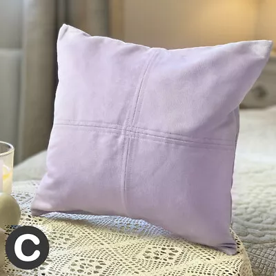 Luxury Velvet 12  Cushion Cover Soft Lavender Purple Square Modern Check Plain  • £3.95